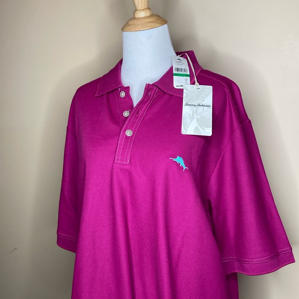 🚨 NWT Tommy Bahama 3 button polo, raspberry color, smoke free & pet free home.